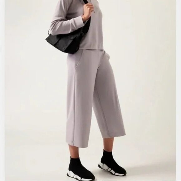 Athleta Seasoft Wide Crop Pants L Modal & Spandex SOFT - Picture 2 of 11